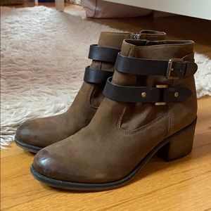 SARTO Leather Block Heel Bootie